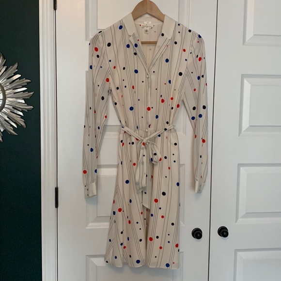 Tommy Hilfiger Zooey Deschanels dress off white with polka dots size 4 - Picture 1 of 8